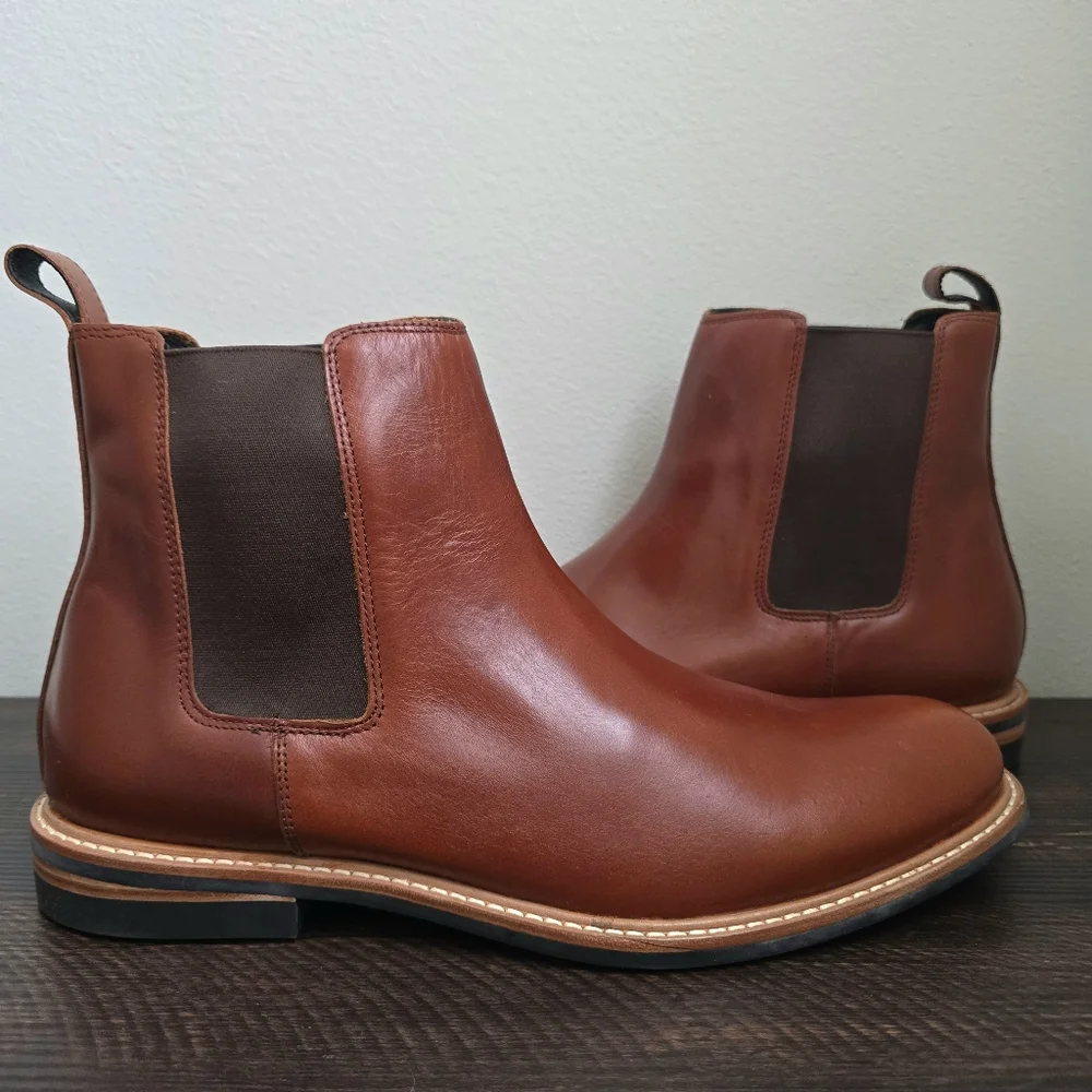 Nisolo Mens Leather All Weather Brandy‎ Classic Chelsea Boots Brown Size 12